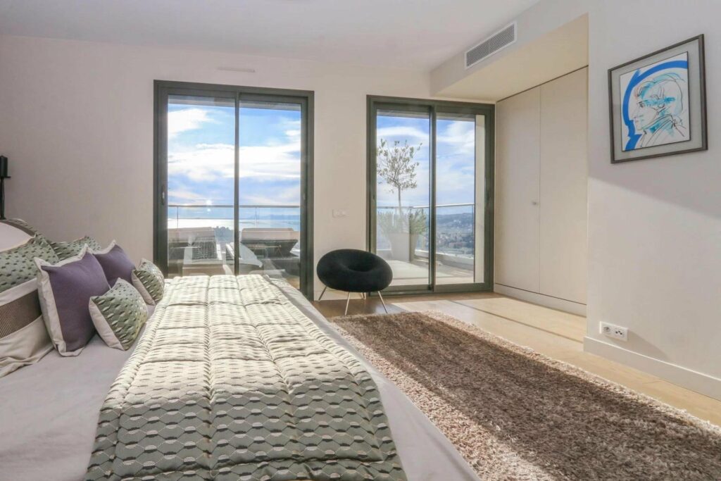 bedroom of luxury apartment in nice mont boron