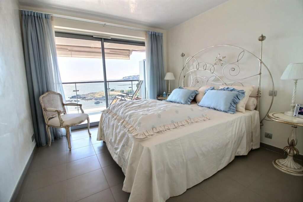 bedroom in antibes property sale south of france with balcony sea view
