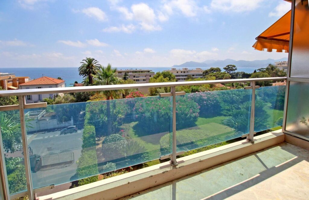 view of mediterranean sea from terrace of apartment in cannes