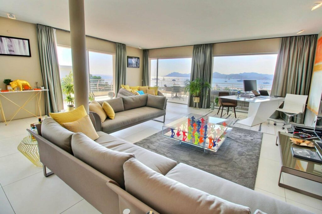 modern living room of luxury apartment in cannes