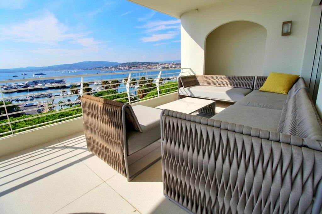 penthouse terrace with chic outdoor furniture