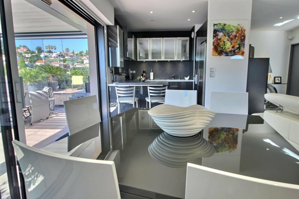 view of kitchen in modern cagnes sur mer apartment