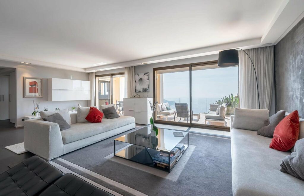 living room of luxury apartment in villefranche sur mer