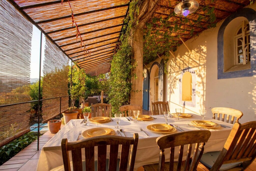 terrace of village house in montauroux for sale with lovely table setting