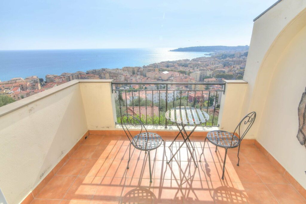 balcony of house in menton with sea view