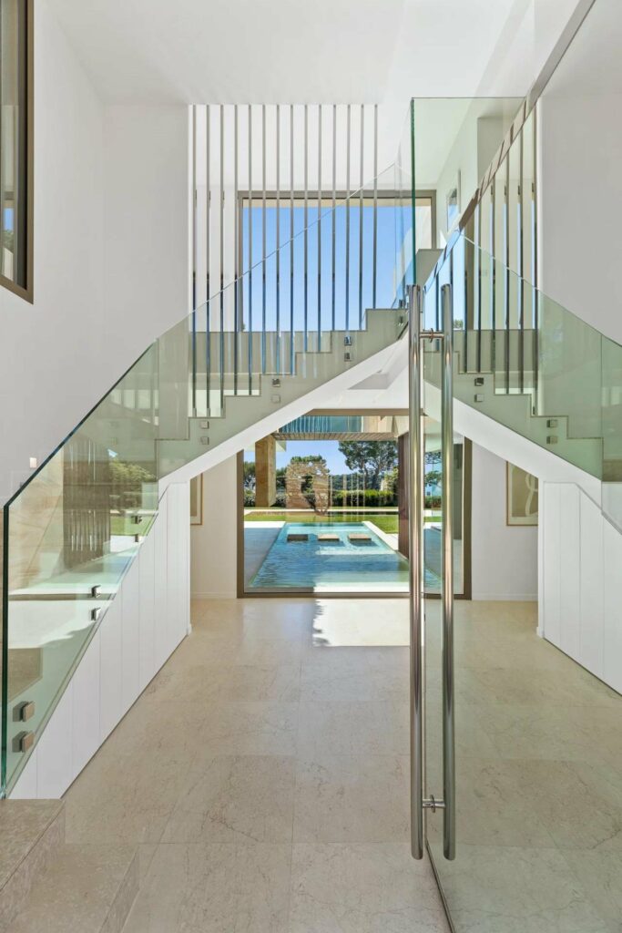 white modern staircase of luxury villa in the south of france