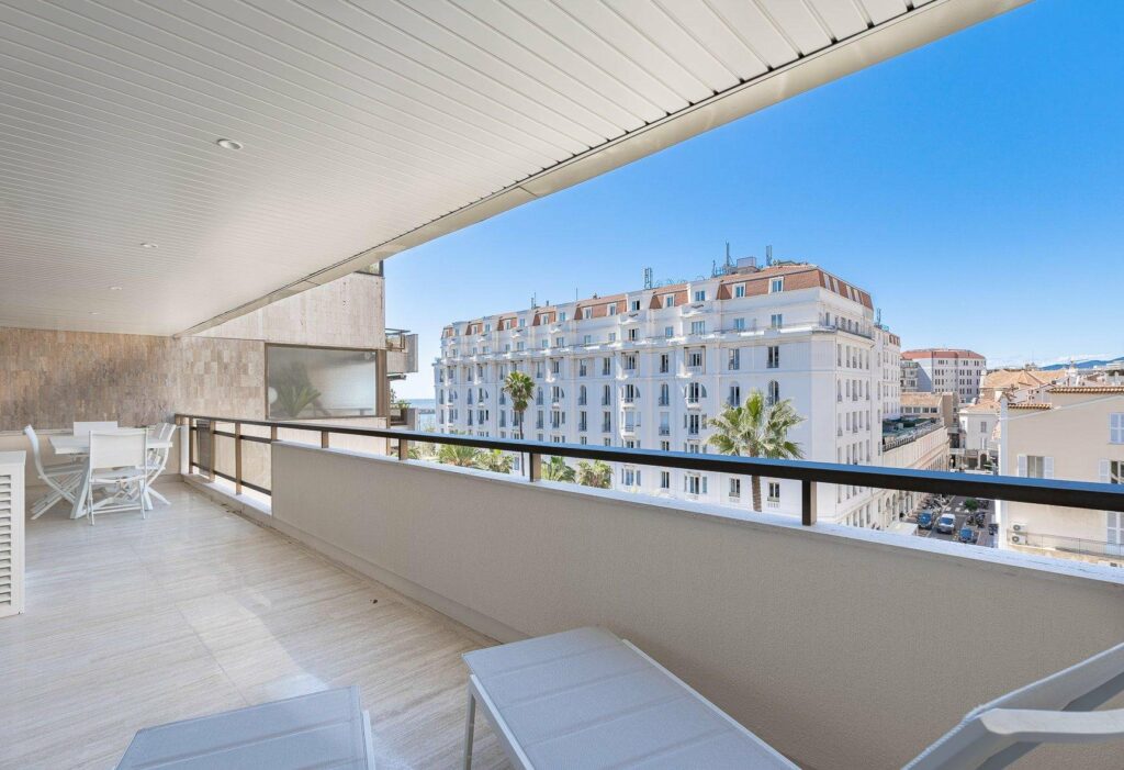 terrace with view of the city of cannes