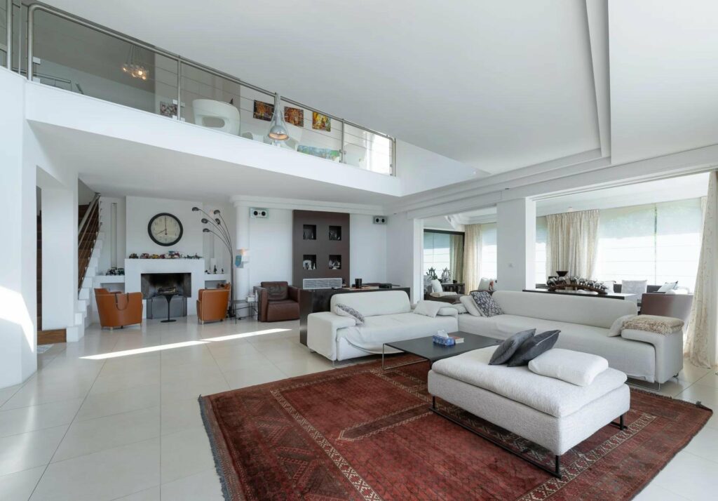 modern living room of hidden villa for sale in valbonne