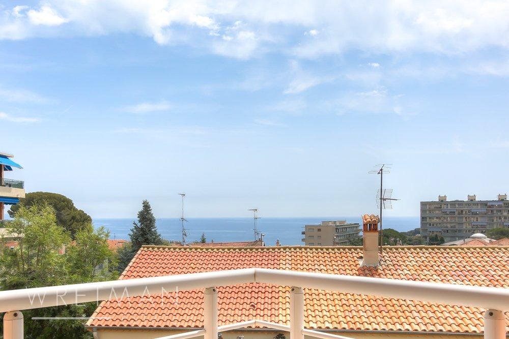 terrace with sea view of bedroom at villa in Roquebrune-Cap-Martin