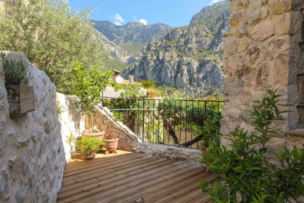 stone house for sale in gorbio with mountain view