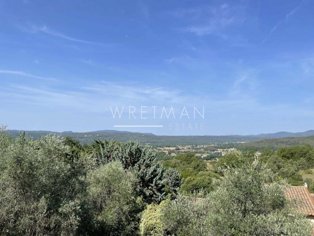 mountain view from terrace of villa for sale in Montauroux