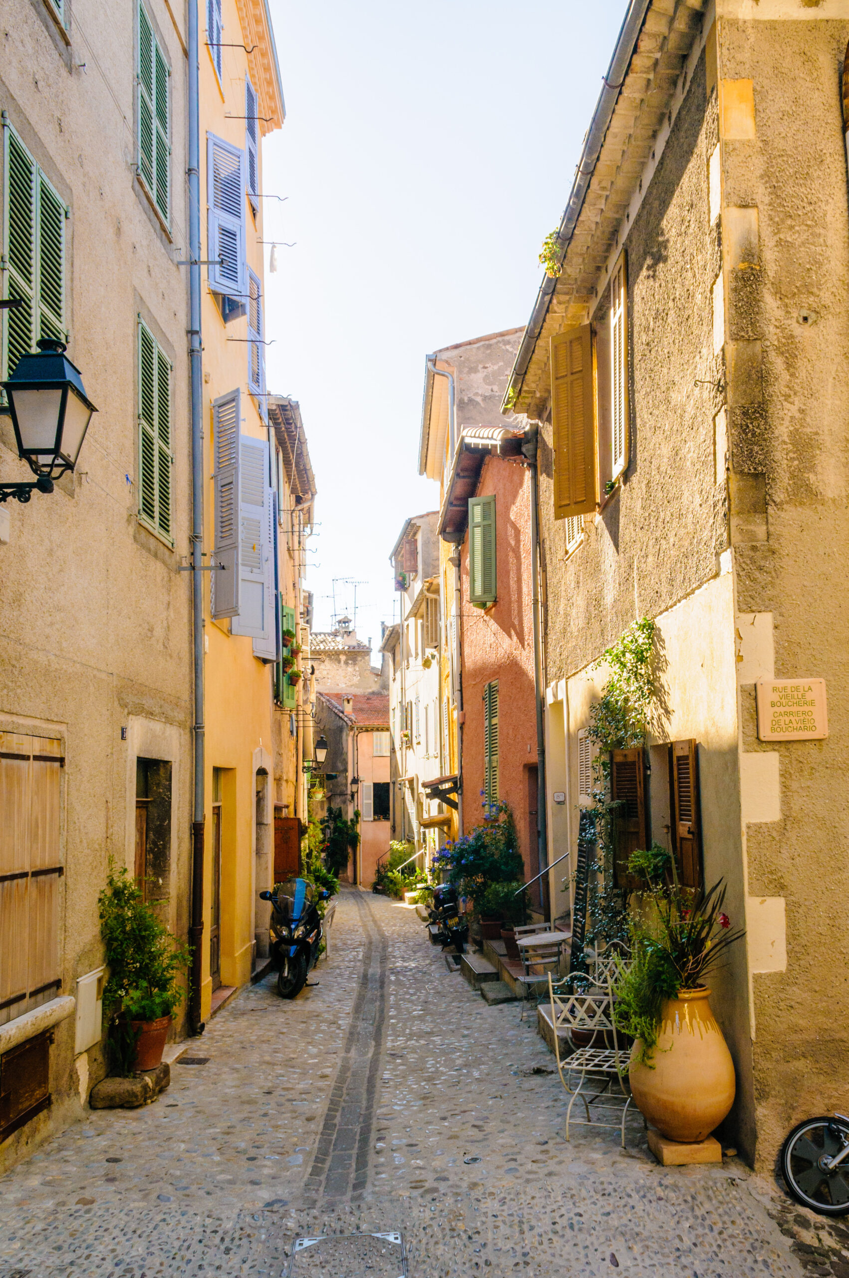 narrow street of village in southern france